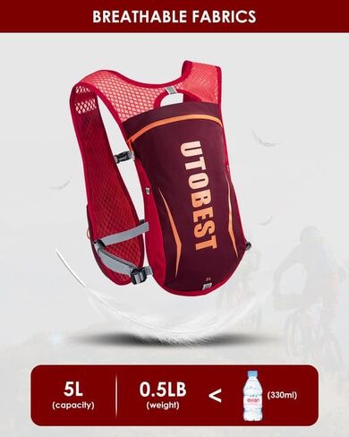 UTOBEST Running Vest Lightweight Hydration Vest Pack 5L UTR104 | 7 Pockets, Large Phone Holder, Comfort Fit, No Bounce, OSFM, Unisex, Great for Entry Leve Trail Running, Park Run, Marathon in Kuwait