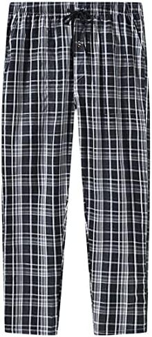 MoFiz Mens Cotton Pajama Pants Lightweight Lounge Sleep Plaid Bottoms with Pockets Drawstring in Kuwait