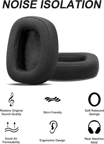 Replacement Ear Pads for Logitech G533 G633 G935, GVOEARS Cooling Gel Ear Cushions for Logitech G231 G433 G533 G633 G635 G933 G935 Gaming Headphones with Thick and Soft Foam (Black) in Kuwait