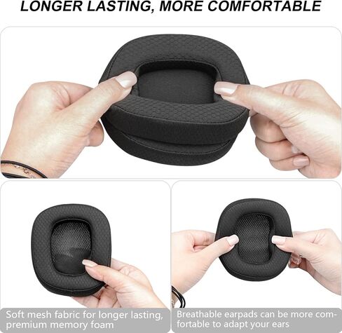 Replacement Ear Pads for Logitech G533 G633 G935, GVOEARS Cooling Gel Ear Cushions for Logitech G231 G433 G533 G633 G635 G933 G935 Gaming Headphones with Thick and Soft Foam (Black) in Kuwait