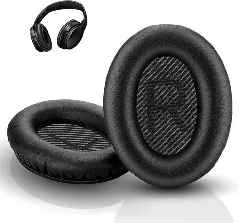 وسائد أذن بديلة لسماعات الرأس QC35 - وسادة وسائد أذن بديلة QC35، QC35ii - متوافقة مع Bose Quiet Comfort35، QC45، QC25، QC35ii، QC15، AE2، AE2i-مريحة ومتينة (أسود) in Saudi Arabia