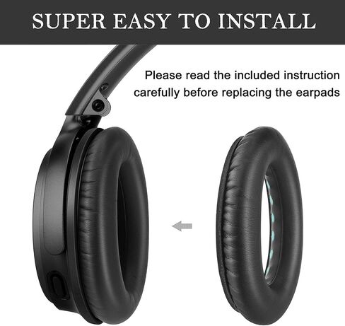 وسائد أذن بديلة لسماعات الرأس QC35 - وسادة وسائد أذن بديلة QC35، QC35ii - متوافقة مع Bose Quiet Comfort35، QC45، QC25، QC35ii، QC15، AE2، AE2i-مريحة ومتينة (أسود) in Saudi Arabia