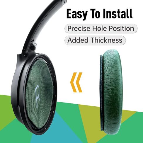 وسائد أذن بديلة لسماعات الرأس Bose QuietComfort QC45، QC35، QC35 ii، وسائد الأذن مع جلد بروتين أكثر نعومة، رغوة عزل الضوضاء (أخضر) in Saudi Arabia