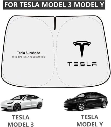 لمظلة الزجاج الأمامي طراز تسلا 3/Y | درع بوليستر مزدوج لمظلة Tesla Model Y | حماية فائقة من الأشعة فوق البنفسجية والحرارة من طراز Tesla Model 3 | ملحقات سيارة تسلا الداخلية للصيف in Kuwait