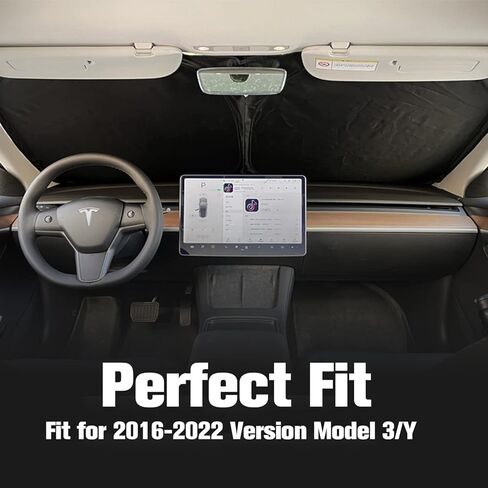لمظلة الزجاج الأمامي طراز تسلا 3/Y | درع بوليستر مزدوج لمظلة Tesla Model Y | حماية فائقة من الأشعة فوق البنفسجية والحرارة من طراز Tesla Model 3 | ملحقات سيارة تسلا الداخلية للصيف in Kuwait