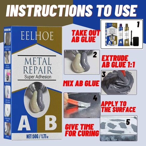 Metal bonding Repair Paste, Super Glue Gel Paste(A+B), Filler, Adhesive for Cast Iron, Radiator Cold Weld high Heat Resistant Glue, Industrial (80 Gram), (PASAWA 1001) in Saudi Arabia