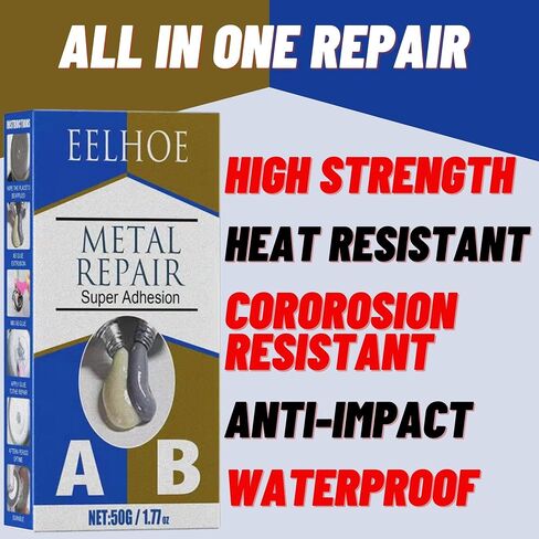Metal bonding Repair Paste, Super Glue Gel Paste(A+B), Filler, Adhesive for Cast Iron, Radiator Cold Weld high Heat Resistant Glue, Industrial (80 Gram), (PASAWA 1001) in Saudi Arabia