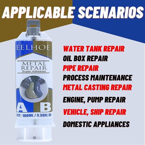 غراء معدني، غراء إصلاح المعادن المصبوبة (A+B)، غراء مقاوم للحرارة العالية للمعادن، لاصق معدني AB ولحام سائل للمعادن بدلاً من اللحام - 50 جرام (PASAWA 1001) in Kuwait