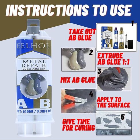 غراء معدني، غراء إصلاح المعادن المصبوبة (A+B)، غراء مقاوم للحرارة العالية للمعادن، لاصق معدني AB ولحام سائل للمعادن بدلاً من اللحام - 50 جرام (PASAWA 1001) in Kuwait