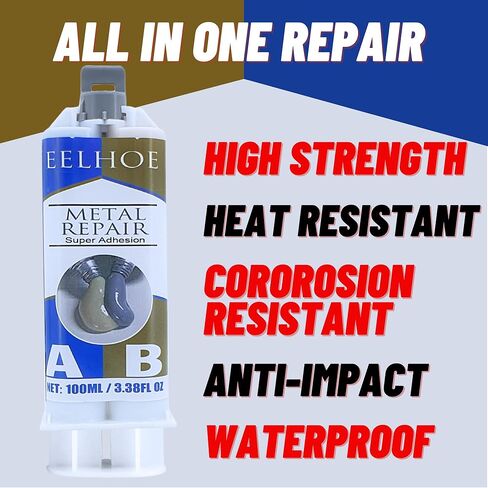 غراء معدني، غراء إصلاح المعادن المصبوبة (A+B)، غراء مقاوم للحرارة العالية للمعادن، لاصق معدني AB ولحام سائل للمعادن بدلاً من اللحام - 50 جرام (PASAWA 1001) in Kuwait