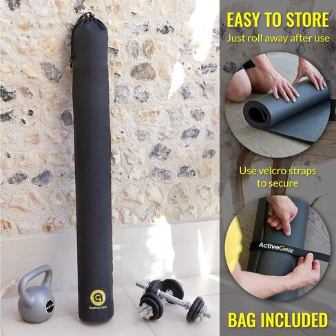 ActiveGear Large Exercise Mat 6' x 4' x 7mm thick | Ultra-Durable Non-Slip Rubber Workout Mat for Home Gym Flooring | Ideal for Cardio, Fitness, Plyo, MMA | Jump Rope and Storage Bag Included in Saudi Arabia