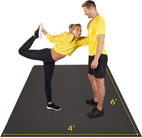 ActiveGear Large Exercise Mat 6' x 4' x 7mm thick | Ultra-Durable Non-Slip Rubber Workout Mat for Home Gym Flooring | Ideal for Cardio, Fitness, Plyo, MMA | Jump Rope and Storage Bag Included in Saudi Arabia