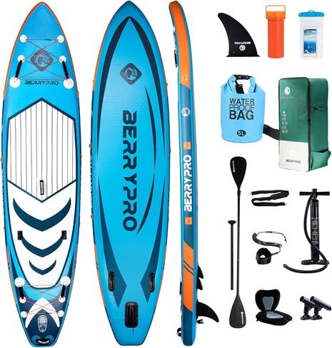 لوح التجديف القابل للنفخ من BERRYPRO، لوح اليوغا، لوح مجداف الصيد مع ملحقات كاملة لجميع مهارات الرياضات المائية in Kuwait