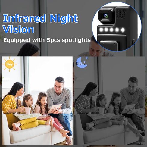 Video Camera Camcorder, HD 1080P Body Camera with Audio and Video Recording, 1.3" LCD Screen Recorder Night Vision Camera, 180° Rotating Lens Wearable Clip Body Cam for Work, Outdoor in Kuwait