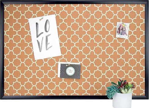 لوحة إعلانات الفلين من U Brands، مقاس 16 × 20 بوصة، إطار خشبي أسود، طباعة مربعة بتصميم عصري (305U00-01) in Kuwait