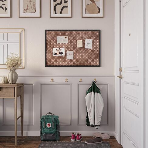 لوحة إعلانات الفلين من U Brands، مقاس 16 × 20 بوصة، إطار خشبي أسود، طباعة مربعة بتصميم عصري (305U00-01) in Kuwait