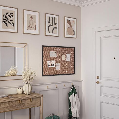 لوحة إعلانات الفلين من U Brands، مقاس 16 × 20 بوصة، إطار خشبي أسود، طباعة مربعة بتصميم عصري (305U00-01) in Kuwait