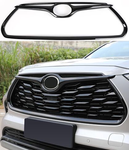 For Toyota Highlander Chrome Grille Mesh Cover Trims,Sporty Updated Luxury Front Grille Frame for Highlander 2024 2023 2022 2021 2020 L, LE, XLE, Bronze Edition, Limited, Platinum-Gloss Black in Saudi Arabia