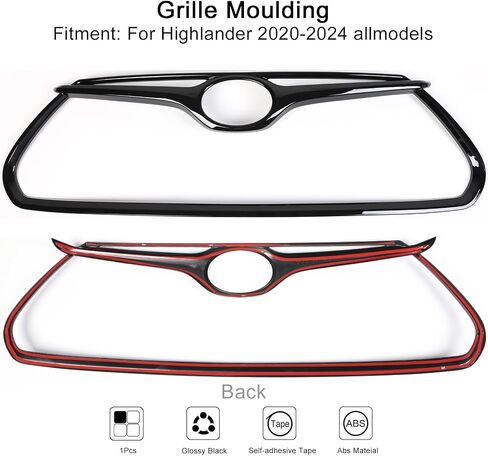 For Toyota Highlander Chrome Grille Mesh Cover Trims,Sporty Updated Luxury Front Grille Frame for Highlander 2024 2023 2022 2021 2020 L, LE, XLE, Bronze Edition, Limited, Platinum-Gloss Black in Saudi Arabia
