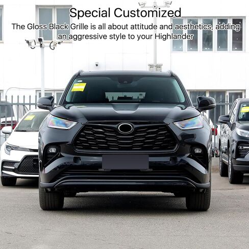 For Toyota Highlander Chrome Grille Mesh Cover Trims,Sporty Updated Luxury Front Grille Frame for Highlander 2024 2023 2022 2021 2020 L, LE, XLE, Bronze Edition, Limited, Platinum-Gloss Black in Saudi Arabia
