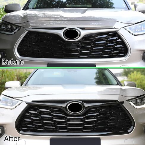 For Toyota Highlander Chrome Grille Mesh Cover Trims,Sporty Updated Luxury Front Grille Frame for Highlander 2024 2023 2022 2021 2020 L, LE, XLE, Bronze Edition, Limited, Platinum-Gloss Black in Saudi Arabia