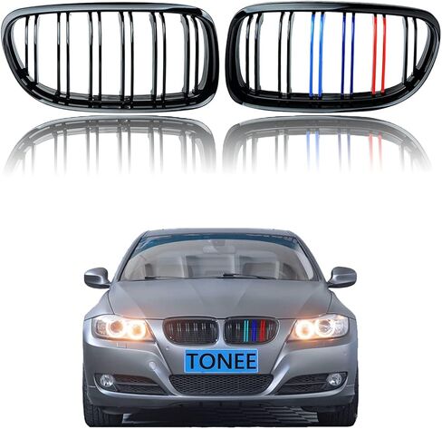 شواية شبكية أمامية من Tonee لـ E90 E91 323i 325i 328i 330i 335i 2009 2010 2011 قطعتان (أسود لامع) in Saudi Arabia