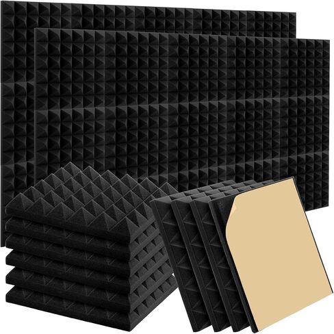 60 حزمة 12 × 12 × 2 في ألواح الرغوة الصوتية، ألواح إسفنجية عازلة للصوت هرمية مع ألواح إسفنجية صوتية عازلة للصوت عازلة للهب ذاتية اللصق عالية الكثافة للمكتب in Kuwait