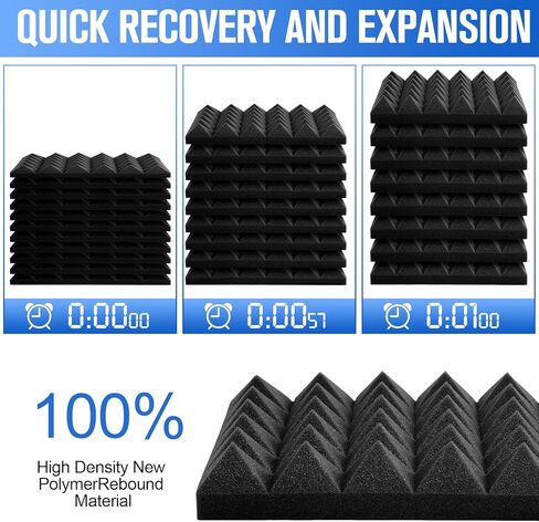 60 حزمة 12 × 12 × 2 في ألواح الرغوة الصوتية، ألواح إسفنجية عازلة للصوت هرمية مع ألواح إسفنجية صوتية عازلة للصوت عازلة للهب ذاتية اللصق عالية الكثافة للمكتب in Kuwait