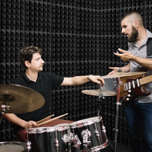 60 حزمة 12 × 12 × 2 في ألواح الرغوة الصوتية، ألواح إسفنجية عازلة للصوت هرمية مع ألواح إسفنجية صوتية عازلة للصوت عازلة للهب ذاتية اللصق عالية الكثافة للمكتب in Kuwait