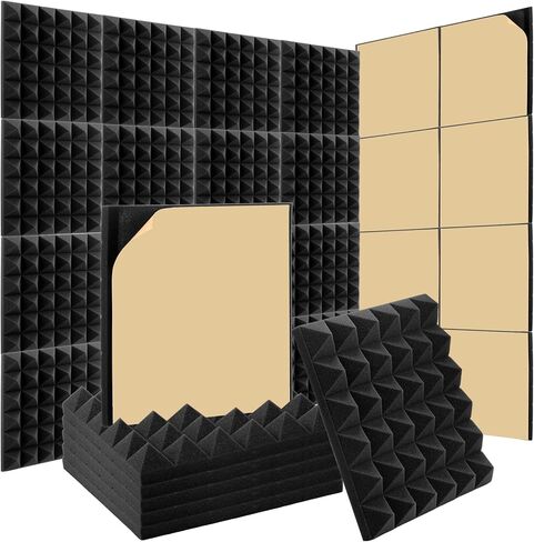 60 حزمة 12 × 12 × 2 في ألواح الرغوة الصوتية، ألواح إسفنجية عازلة للصوت هرمية مع ألواح إسفنجية صوتية عازلة للصوت عازلة للهب ذاتية اللصق عالية الكثافة للمكتب in Kuwait