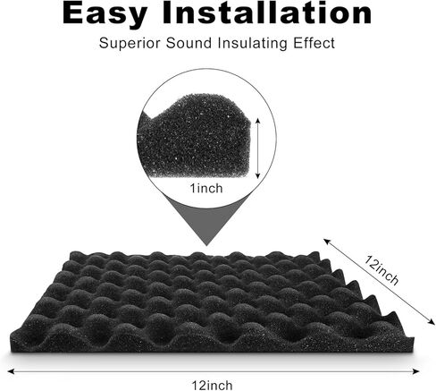 36 حزمة من ألواح الرغوة الصوتية مقاس 12 × 12 × 1 بوصة، ألواح إسفنجية عازلة للصوت هرمية مع لوحات جدارية رغوية عالية الكثافة من كرتون البيض الأسود ذاتية اللصق للمكاتب المنزلية وخاصية إلغاء امتصاص الضوضاء in Kuwait