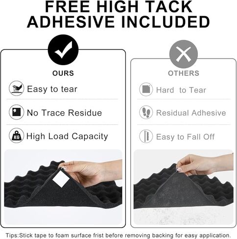 36 حزمة من ألواح الرغوة الصوتية مقاس 12 × 12 × 1 بوصة، ألواح إسفنجية عازلة للصوت هرمية مع لوحات جدارية رغوية عالية الكثافة من كرتون البيض الأسود ذاتية اللصق للمكاتب المنزلية وخاصية إلغاء امتصاص الضوضاء in Kuwait