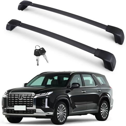Autekcomma حامل سقفي عالي التحمل العارضة مناسب لشركة Hyundai Palisade 2019-2023 SE SEL محدودة الخط آلية قفل مطورة مضادة للسرقة in Kuwait