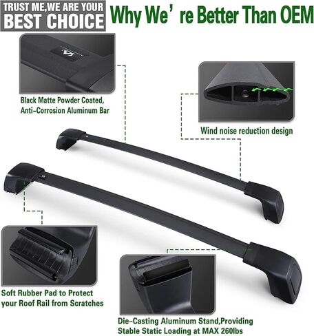 Autekcomma حامل سقفي عالي التحمل العارضة مناسب لشركة Hyundai Palisade 2019-2023 SE SEL محدودة الخط آلية قفل مطورة مضادة للسرقة in Kuwait