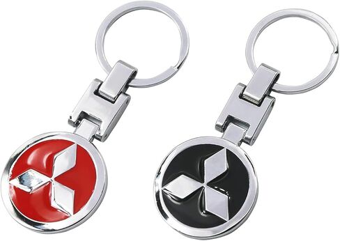 HBYD Key Chain with Double Sides 3D Chromed Pattern Fit for Mitsubishi Sport Outlander Pajero Accessories, Mitsubishi Metal Keychain Key Rings for Car SUV Truck Key Decoration 2 Pcs in Kuwait