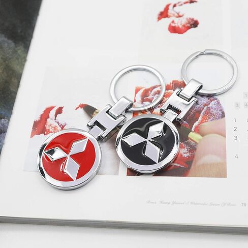 HBYD Key Chain with Double Sides 3D Chromed Pattern Fit for Mitsubishi Sport Outlander Pajero Accessories, Mitsubishi Metal Keychain Key Rings for Car SUV Truck Key Decoration 2 Pcs in Kuwait