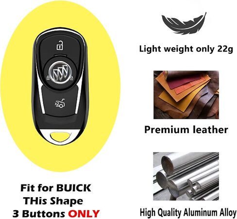 غطاء مفتاح سيارة Buick، متوافق مع Buick Enclave Lacrosse Verano Encore Regal Envision Cascada GL8 (فضي لامع أنيق) in Kuwait