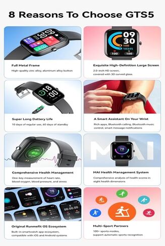 GTS5 Smart Watch for Android and iOS, Fitness Tracker, IP67 Waterproof, Smart Watch for Women Men (Black) in Saudi Arabia