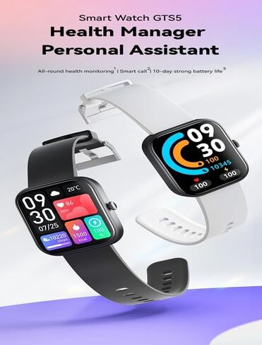 GTS5 Smart Watch for Android and iOS, Fitness Tracker, IP67 Waterproof, Smart Watch for Women Men (Black) in Saudi Arabia