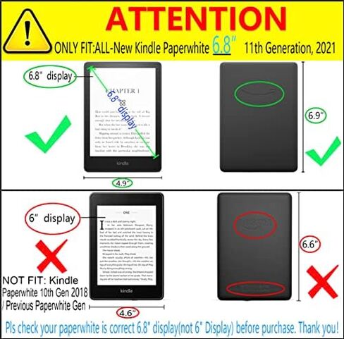 DMLuna Kindle Paperwhite Case, Fits 11th Generation 2021, 6.8", Smart Protective Durable Premium PU Leather Cover with Auto Sleep Wake, Hand Strap, Card Slots, Magnetic Clasp, Black in Kuwait