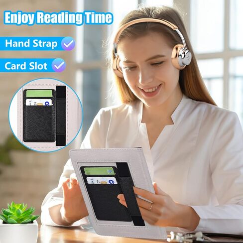 DMLuna Kindle Paperwhite Case, Fits 11th Generation 2021, 6.8", Smart Protective Durable Premium PU Leather Cover with Auto Sleep Wake, Hand Strap, Card Slots, Magnetic Clasp, Black in Kuwait