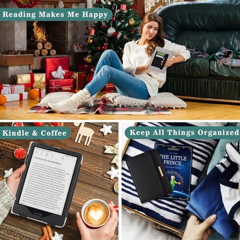 DMLuna Kindle Paperwhite Case, Fits 11th Generation 2021, 6.8", Smart Protective Durable Premium PU Leather Cover with Auto Sleep Wake, Hand Strap, Card Slots, Magnetic Clasp, Black in Kuwait