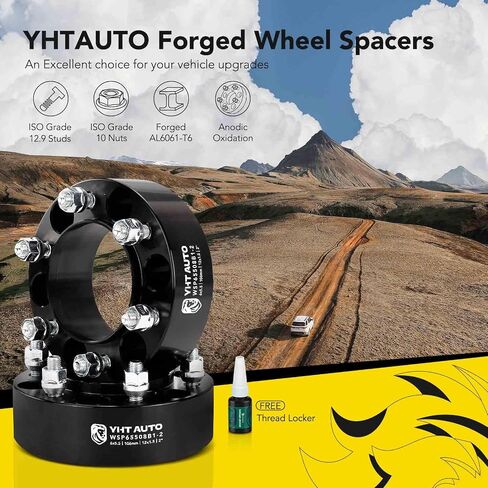 YHTAUTO 4 قطع 6x5.5 فواصل عجلات مركزية مقاس 2 بوصة تناسب 01-20 تاكوما، 96-20 4Runner، Tundra، Sequoia، FJ Cruiser، LX450، GX460، GX470، 6 فواصل إطارات سوداء مع مسامير M12x1.5، تجويف محور 106 مم in Saudi Arabia
