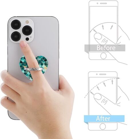 Cell Phone Love Ring Holder Stand Clear Diamond Finger Grip Loop 360 Degree Rotation Finger Ring Stand Blue Green Colorful Mermaid Scales in Saudi Arabia