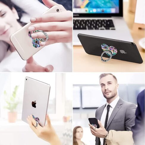 Cell Phone Love Ring Holder Stand Clear Diamond Finger Grip Loop 360 Degree Rotation Finger Ring Stand Blue Green Colorful Mermaid Scales in Saudi Arabia