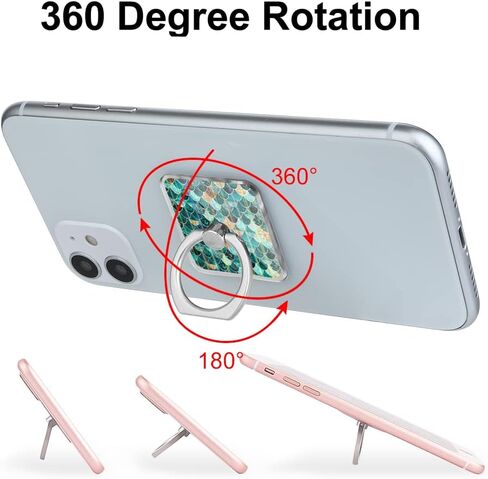 الهاتف الخليوي الحب الدائري حامل حامل واضح الماس فنجر قبضة حلقة 360 درجة دوران البنصر حامل أزرق أخضر ملون حورية البحر المقاييس in Kuwait