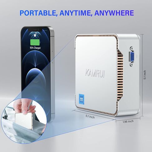 KAMRUI Mini PC، Intel Alder Lake الثاني عشر - N95 حتى 3.4 جيجا هرتز، ذاكرة وصول عشوائي 16 جيجا بايت + 1 تيرابايت M.2 SSD، كمبيوتر صغير يدعم 2.5 بوصة SATA SSD، WiFi 2.4G/5G، Bluetooth4.2، شاشة ثلاثية، كمبيوتر مكتبي صغير موثوق بدقة 4K in Kuwait