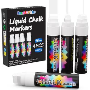 FansArriche Window Markers - 15mm Jumbo - 8 Pack of Neon Chalk Pens - Liquid Chalk Bright Car Markers, Chalkboard Markers for Windows, Blackboard, Glass, Signs, 3-in-1 nib in Kuwait