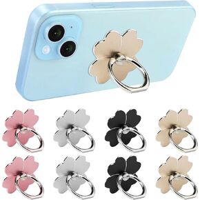 Phone Ring Holder Stand, 8-Pack, 360° Rotation, 180° Adjustable, Metal Finger Grip with Flower Design