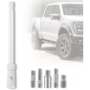 RECON Aluminum 8" Antenna Mast Style (Fits OEM Factory Threaded Antenna) Multiple Colors (Brushed Aluminum)